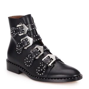 Studded Buckled Ankle Boots Black, size 38
